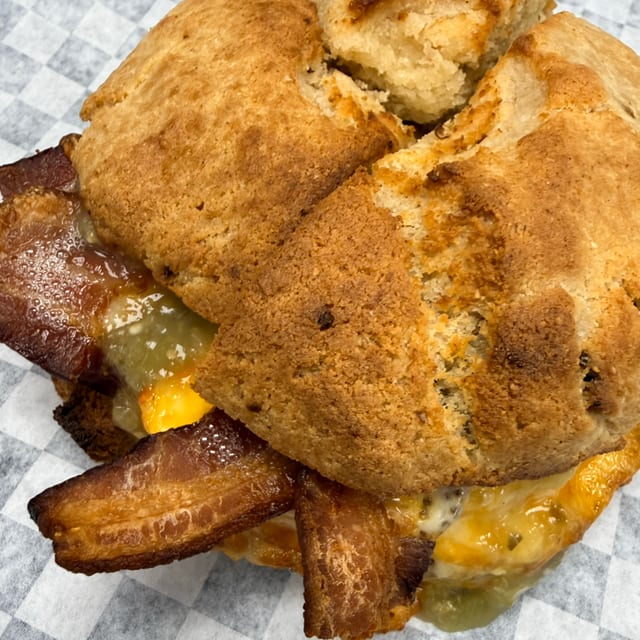 Breakfast Biscuit Sandwich (Dairy in Biscuits).