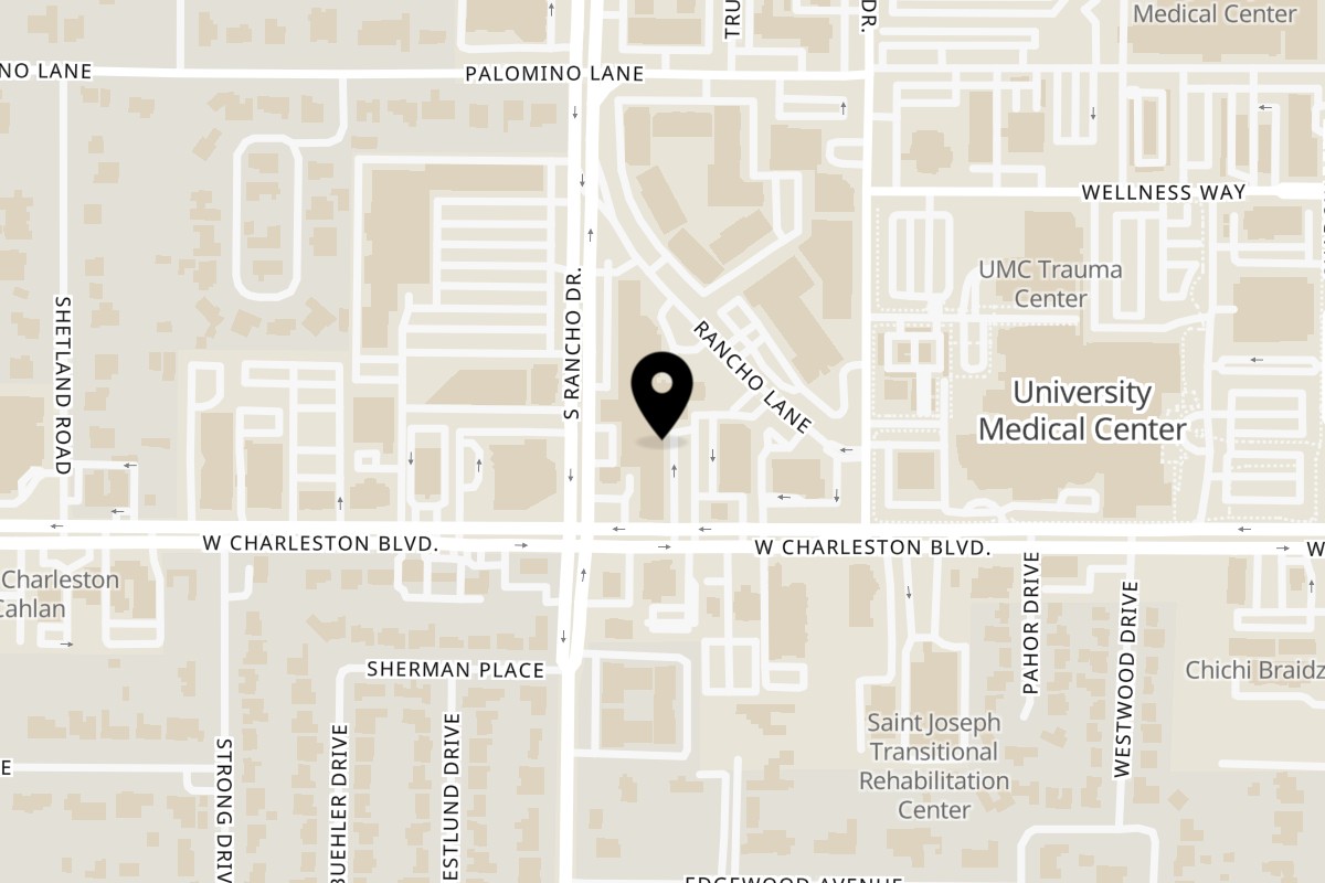 Map showing the location of Starburst Parlor on 2202 W Charleston Blvd #13 in Las Vegas